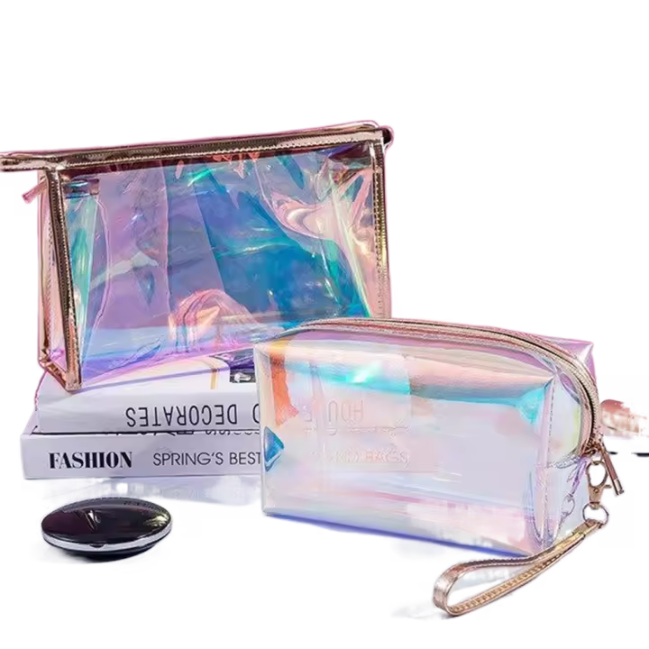 Bolsa de almacenamiento portátil de PVC, bolso de belleza transparente, bolsa de maquillaje con cremallera para mujer, bolsa de lavado, organizador de artículos de tocador, bolsa de cosméticos de viaje - 1