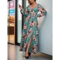 Vestidos elegantes de moda con cuello en V y mangas primavera otoño nuevo vestido largo estético con flores para mujeres calientes - details 12