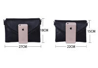 Bolso De Hombro Para Mujer Estilo Casual Cuero PU Negro Con Cadena Y Estampado De Piedra Bolso De Mano Envolvente Tendencia 2024 - details 0