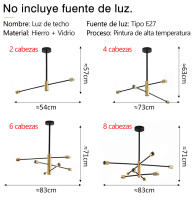 Candelabros nórdicos modernos E27, lámpara LED de oro negro, iluminación del hogar para dormitorio, sala de estar, lámpara de techo LED, accesorios de iluminación interior - details 3