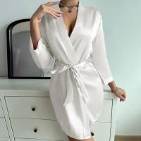 Pijamas de verano para mujer, estilo europeo y americano, delantal de gasa, albornoz sexy, vestido tejido a mano de seda helada. - details 19