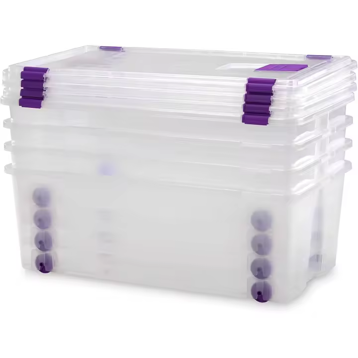 Caja de Almacenamiento de Plástico Grande Multiusos con Ruedas 730 x 405 x 265 - 1