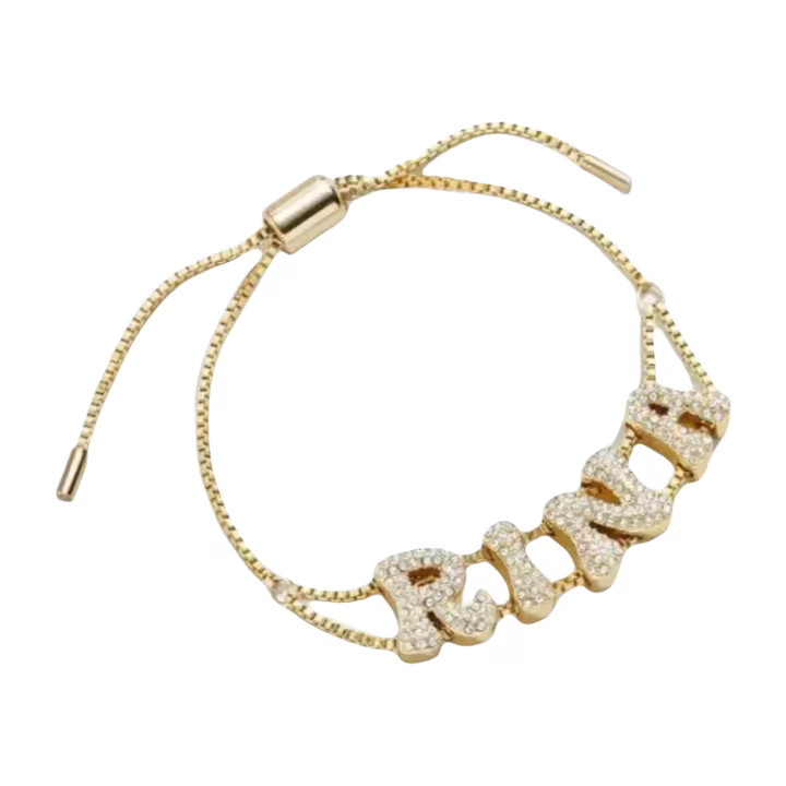 Pulseras personalizadas con 26 letras en inglés, pulseras con nombre de circonita de cristal, pulseras con letras deslizantes DIY, joyería de cumpleaños - 1
