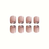 Uñas postizas de color rosa desnudo de alta calidad, longitud larga, ultraflexibles, punta blanca - details 0