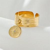 Anillo Abierto con Diseño de Sol Oro y Plata Piedra de Cristal Brillante Ancho para Dedo - details 0