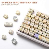 YUNZII Mousie MAO Profile Keycap Set, Cute 143 Keys Dye Sublimation Custom Keycaps, Full-Key for MX Switch nical Keyboard - details 1