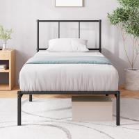 Cama 135 x 190 cm - 36 cm de altura con almacenamiento debajo de la cama - Cama de plataforma de metal - Negro - details 10