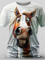 Camisetas con estampado 3D de animales y caballos para hombre y mujer, camisetas informales de talla grande para deportes divertidos de calle, mangas cortas transpirables de secado rápido - details 1