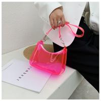 Bolso de hombro transparente de gelatina de moda, bolso de PVC de color sólido para la axila, bolso de viaje impermeable con cremallera. - details 7