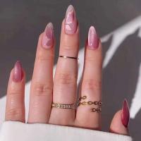 Uñas de Almendra en Forma de Gato Diseño de Ojo de Gato en Punta de Flor Púrpura Elegante para Mujeres y Niñas - details 0