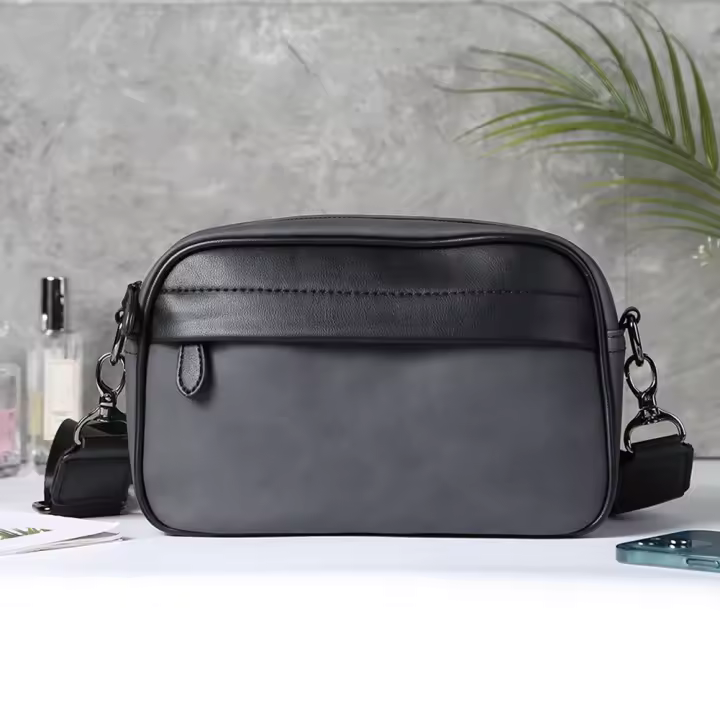 Bolso Meenger de negocios y ocio con diseño de cuadros de PU con hombro Cro para hombre - 1