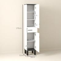 2 Puertas y Estantes Ajustable Auxiliar Morno Anti-vuelco 34x32x170 cm Blanco - details 2