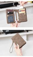 Cartera pequeña y plegable con cremallera doble, billetera corta con correa para la muñeca, billetera portátil de cuero PU para mujer - details 7