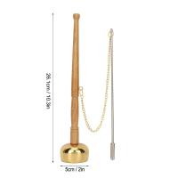 Meditation Prayer Bell,Buddhist Wooden Handle Brass Hand Bell,Temple Dharma Ritual Utensil,Singing Scripture Implement