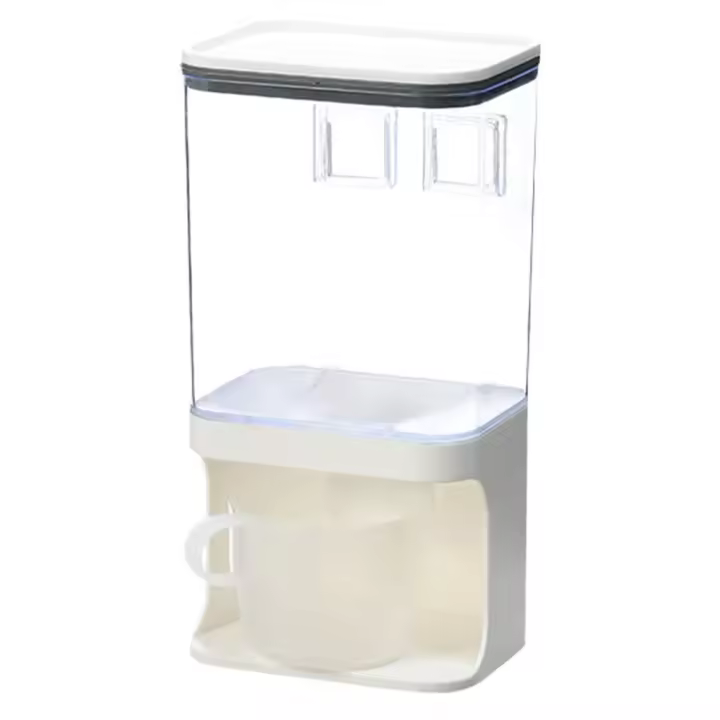 Dispensador de alimentos secos montado en la pared, contenedor de almacenamiento de cereales, contenedores de almacenamiento de cocina de arroz C - 1