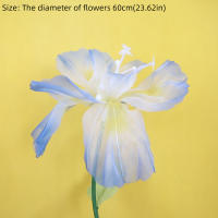 Iris Artificial de 60cm, gasa gigante, cabeza de flor grande, Iris simulado, paisajismo de boda, pétalos esponjosos, flor de hilo, adorno espacial - details 0
