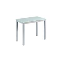Mesa de Cocina o salón Extensible Moderna, CALCUTA, Color Blanco/Plata - Material Cristal Templado/Metal 100/140 x 60 x 76 cm - details 10