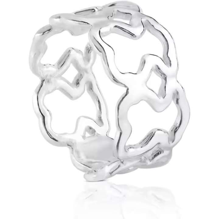 Anillo de plata de primer ritmo para mujer, con un patrón de 0,96 centímetros, ancho X, eterno y exquisito. - 1
