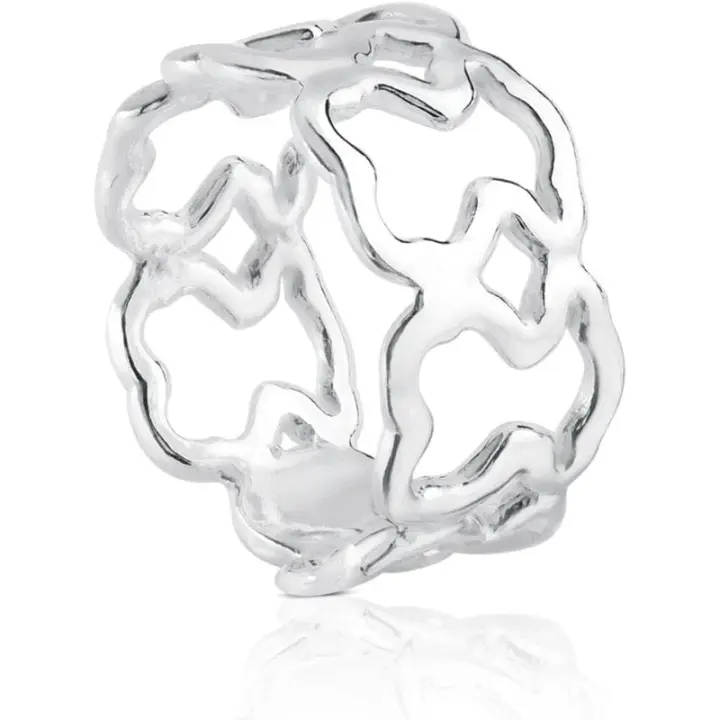 Anillo de plata de primer ritmo para mujer, con un patrón de 0,96 centímetros, ancho X, eterno y exquisito. - 1