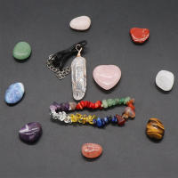 Pulsera de piedra triturada colorida Natural de 7 Chakras, colgante de punto de cuarzo transparente, piedras preciosas Reiki, conjunto de cristales curativos, regalos de Adorno - details 7