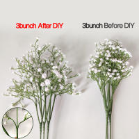 90 cabezas 52cm flores artificiales blancas boda DIY ramo decoración arreglo plástico bebés aliento flor falsa decoración del hogar - details 5