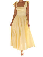 Vestido largo sin mangas con espalda descubierta y cuello cuadrado fruncido para mujer, vestido largo sin mangas para fiesta y discoteca - details 0