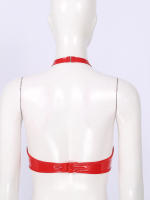 Sujetador Sexy de copas abiertas para mujer, sujetador con pezones expuestos, aspecto húmedo, charol, cuello Halter, Top con espalda al aire, lencería erótica, ropa de dormir - details 15