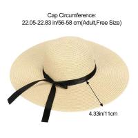 Gorras de playa para mujer, gorro de paja con lazo grande y ancho para verano, sombrero para el sol - details 5