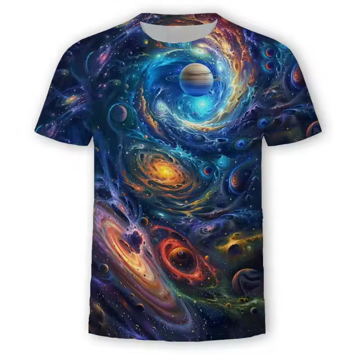 2025 Camiseta 3d de manga corta para hombre, ropa de moda de manga larga, ropa de Color - 1