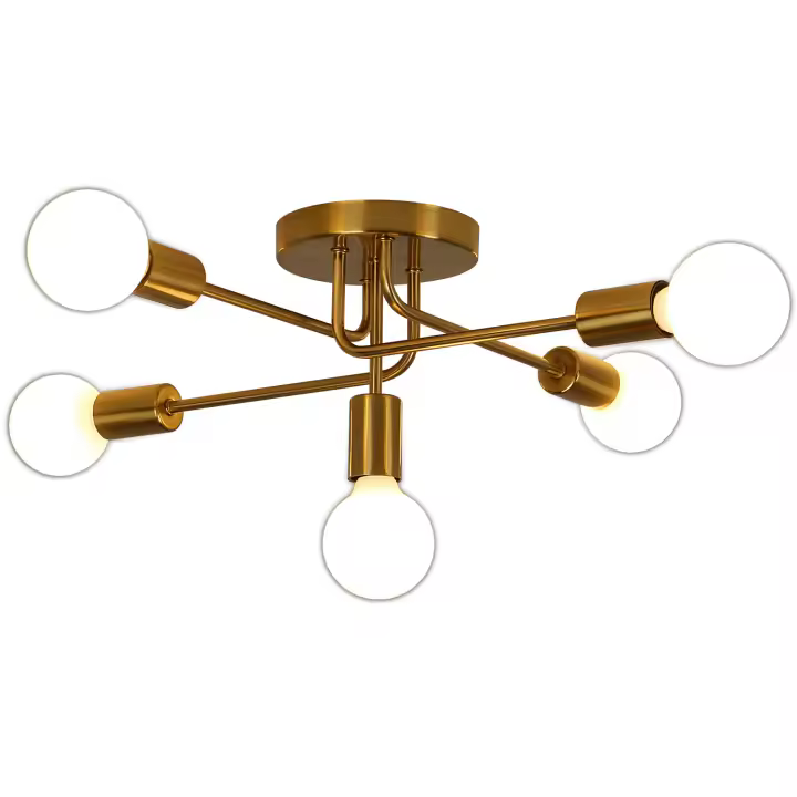 Goeco-Lámparas de Techo Vintage, Lámpara de Araña de Estilo Retro con 5 Bases para Bombilla E27(NO incluida) para Interior de 220V - 1