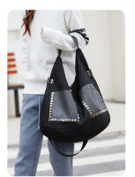 Bolso de malla vintage bolso de hombro de gran capacidad estilo punk remaches - details 1