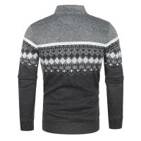 2025 Chaqueta de jacquard fina y holgada informal con cuello levantado de terciopelo para hombre, suéter de punto, estilo - details 12