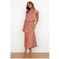 Vestido De Satén De Color Sólido De Europa Y América, Sin Mangas, Elegante, Temperamento Ligero, De Gala, Primavera Y Verano - details 1