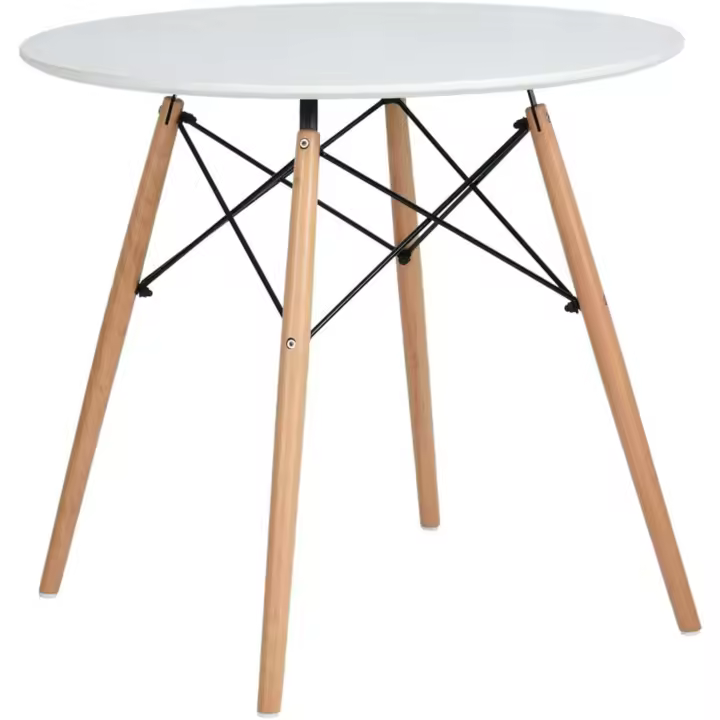 Comedor Redondo, Mesa Torre Moderna y Patas de Madera de Hay, 80 * 75 cm - 1