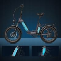 FAFREES FF20 Polar Bicicleta Eléctrica, SHIMANO de 7 velocidades, frenos de disco mecánicos, pantalla LCD en color, motor de 860W, batería de 48V 20.8AH, suspensión delantera, alcance de 96-115km, neumático inflable de 20*4,0 pulgadas, azul - details 4