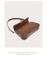 Bolso baguette elegante para mujer - Bolso bandolera desmontable elegante con cierre en tono dorado, marrón/negro, versátil para uso diario, accesorio elegante, artesanía de alta calidad - details 22