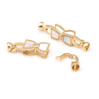 2 juegos de conectores de latón y circonita y concha de Color dorado de 18K para collares, cierres de pulsera, suministros para fabricación de joyas, accesorios Diy - details 27