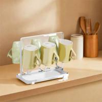 Soporte para 6 vasos de vidrio con base antideslizante, ahorra espacio, de acero inoxidable, con bandeja escurridora de botellas para bar. - details 1