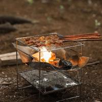 Parrilla de barbacoa portátil para acampar, quemador de madera plegable, estufa de hoguera de acero inoxidable para patio trasero al aire libre - details 1