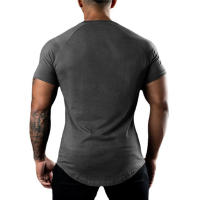 Camiseta transpirable de algodón para hombre, Camiseta con estampado sólido de 0 Cuello, manga corta, informal, culturismo, entrenamiento deportivo, Verano - details 6