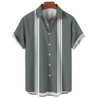Camisa de botones a rayas a la moda para hombre, ropa de calle informal de negocios de manga corta de gran tamaño de verano - details 3