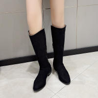 Botas largas de gamuza retro con tacón grueso, zapatos de mujer 2025, nuevas botas de mujer de tubo medio delgado para otoño e invierno - details 4