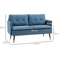 Sofá Moderno de 2 Plazas Sofá de Sala con Tapiz de Poliéster, 4 Almohadillas y Patas de Acero - details 29