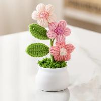 Flores hechas a mano, plantas en macetas, flores de simulación, plantas en macetas, flores terminadas tejidas, decoración para el hogar y el jardín, regalo para invitados de boda - details 5