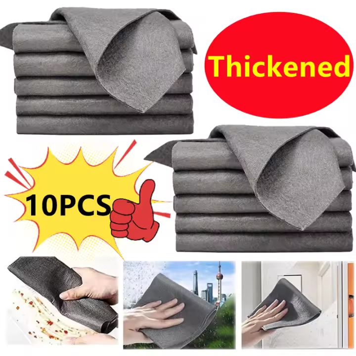 Paño de limpieza mágico engrosado, trapos de microfibra reutilizables, toalla de limpieza de vidrio para espejos de cocina, ventanas de automóviles, 10/5 piezas - 1