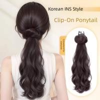 Elegante estilo coreano, coleta larga ondulada y rizada, extensiones de cabello, cola de caballo, peluca sintética con cabeza de bola esponjosa para fiesta - details 5