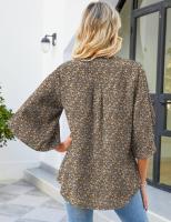 Elegante Blusa de Verano con Estampado Cuello en V para Mujeres Camisa Chic de Moda Joven - details 21