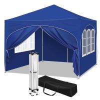 Gazebo plegable de 3x3m, con 4 paredes laterales, tienda de campaña de fiesta regulable en altura - Azul - details 4
