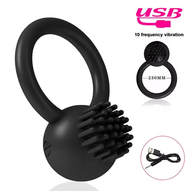 Anillo vibrador de 10 frecuencias para hombre, Juguetes sexuales retardadores de eyaculación, anillos de pareja, juguete - 1