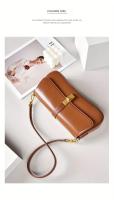 Bolso baguette elegante para mujer - Bolso bandolera desmontable elegante con cierre en tono dorado, marrón/negro, versátil para uso diario, accesorio elegante, artesanía de alta calidad - details 12